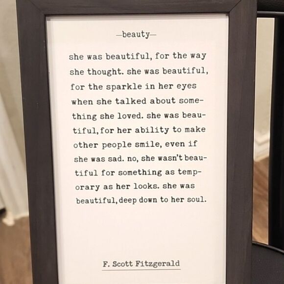Petal Lane Homes "Beauty" Scott Fitzgerald Wooden Framed Wall Decor - Picture 2 of 7